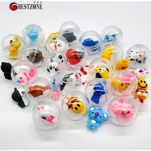 50Pcs D28MM Transparent Plastic PS Surprise Balls Capsule Toys With Various Different Figure Toy Ramdom Mix For Vending Machine