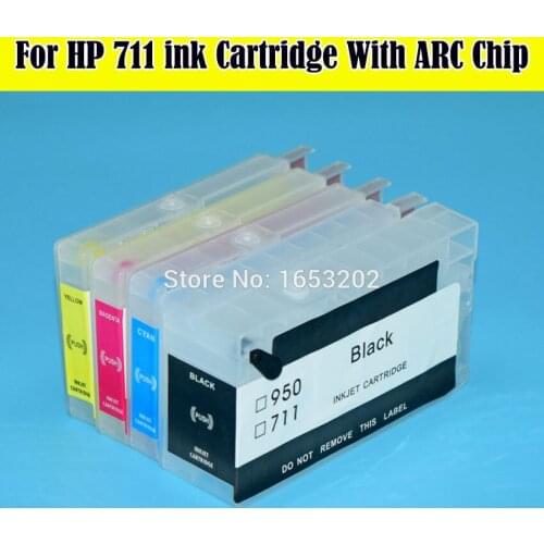 8 PCS 711 Refillable Ink Cartridge For HP 711 With ARC Chips For HP Designjet T120 T520 Printer For HP711