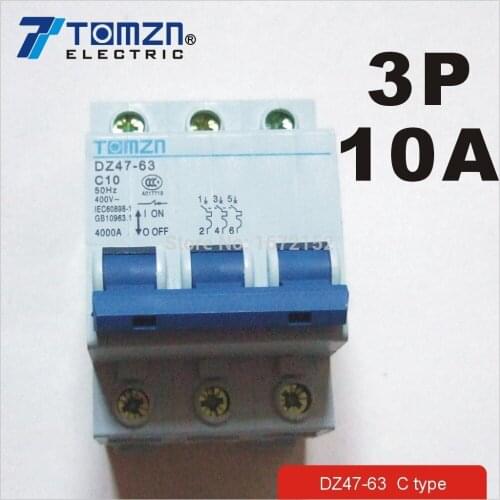 3P 10A 400V~ 50HZ/60HZ Circuit breaker MCB C TYPE
