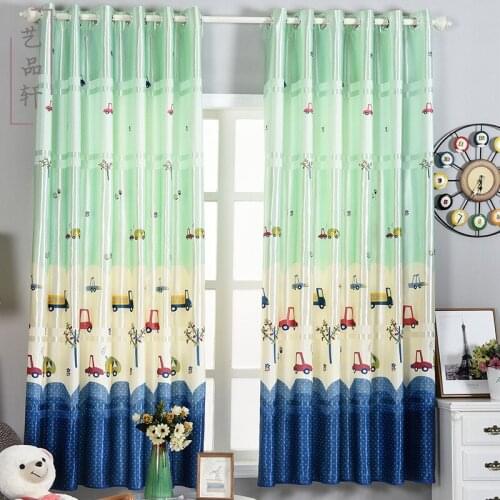Free Shipping New Daylight Window Curtains New Curtains 2.1 M Cartoon Car Half Shade Short Curtain ChildrenS Room Available
