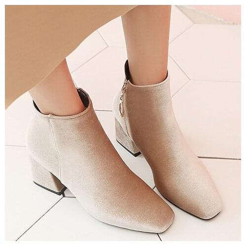 Oversized boots women shoes ankle boots for women ladies boots shoes woman winter Solid color square heel
