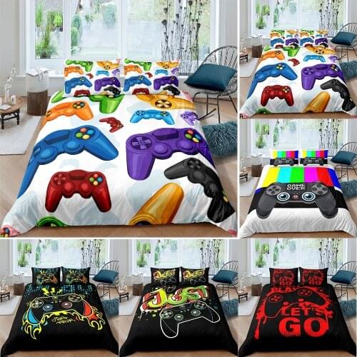 Children fashion HD Digital Print Game Control Bedding Sets Duvet Cover+ Pillowcase Single Twin Queen King Bed set 6 style