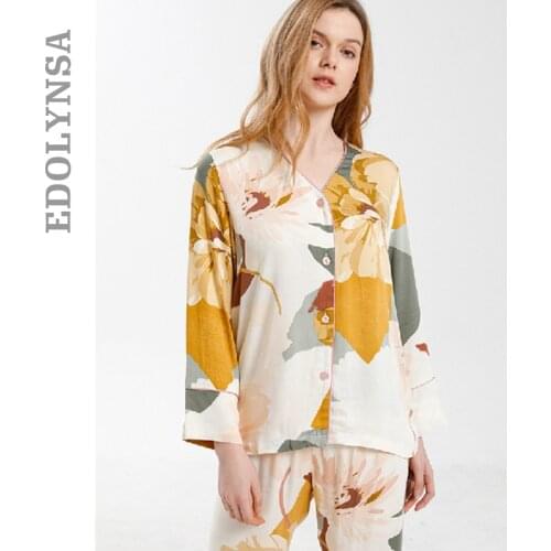 Женские пижамы с длинным рукавом EDOLYNSA China At AliExpress