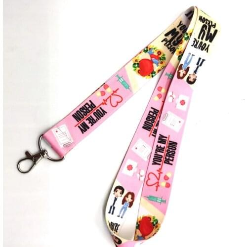 Hot Sale! Greys Anatomy Doctors nurse Lanyard Neck Strap Card Bus ID Holders With Key Chain