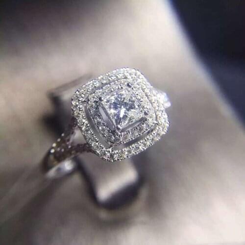 Huitan Elegant Princess Cubic Zirconia Bridal Rings for Wedding AAA White CZ Shiny Women Rings Modern Design Statement Jewelry