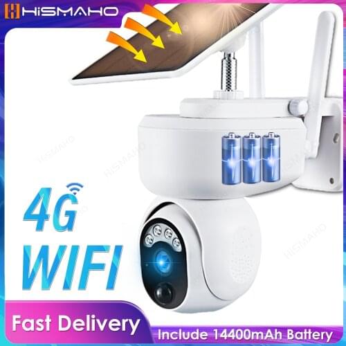 Video Surveillance Camera WiFi 4G SIM Card 14400mAh Battery Camera Solar 1080P Outdoor Camera PIR Motion Detection Two Audio