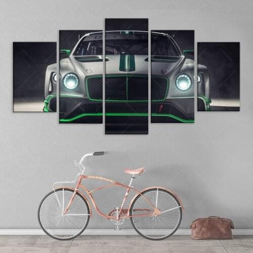 Canvas Painting HD Print 5 Pieces Bentley Continental GT3 Sports Car Pictures Bedside Home Decorative Wall Art Posters