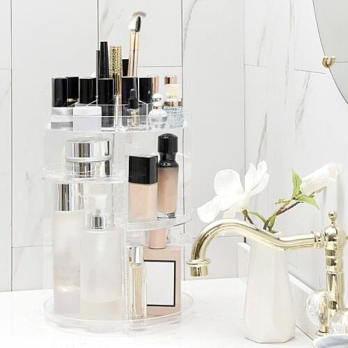 LIYIMENG Creative 360 Rotating Makeup Organizer Detachable Adjustable Makeup Storage Holder Rack Jewelry Cosmetic Storage Box