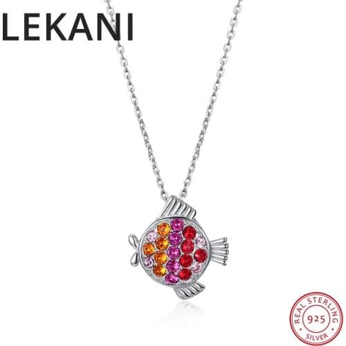 Crystals From Swarovski Fish Pendant Pisces Necklace 12 Constellations Real S925 Silver Fine Jewelry For Women Girls Lucky Gift
