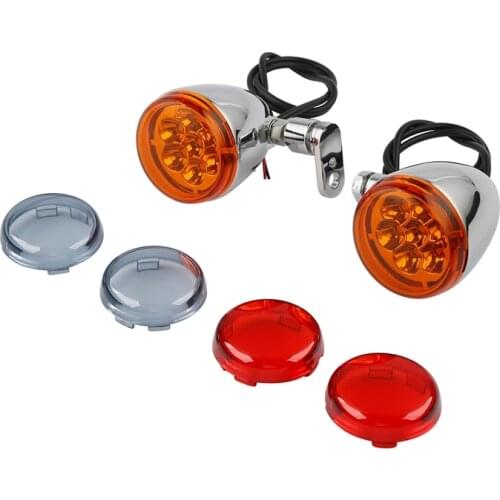Motorcycle Chrome Black Turn Signals Lights & Bracket For Harley Dyna Street Fat Bob FXDF FXDB XLH883 Hugger XL1200C