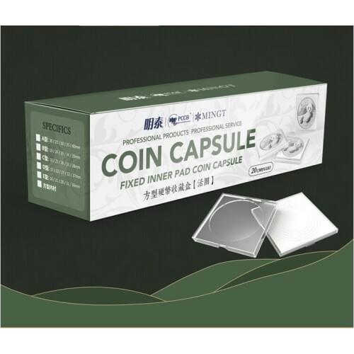 20Pcs/Sets Coin Square Storage Box Display Variety Diameter Plastic Box Coin Holder Capsules Container Coin Transparent 60 SetS