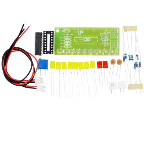 LM3915 Funny 10 Audio Level Strip Fire Dot Indicator DIY KIT Electronic Indicator Suite Moduel Power Voltage: DC 9V 12V Board