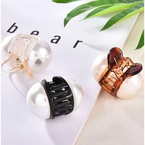Fashionable Temperament Cute Big Pearl Hairpin Small Grabbing Clip Ponytail Hair Accessories Female Gift Hair Claw