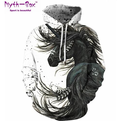 Women/Men Hoodie Sweatshirt Autumn Winter Hoodies Men Horser Printed Sportwear Gym Fitness Hip Hop Hooded Sweater Loose Pullover