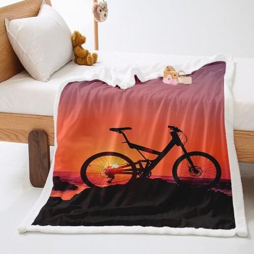Maple Leaves Chalet Bicycle Soft Fleece Throw Blanket Fleece Super Warm Soft Throw on Sofa Bed