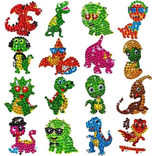 16PCS Easy Diamond Painting Kits for Kids 5D DIY Diamond Kits Paint by Numbers Handmade Sticker Arts and Crafts for Children