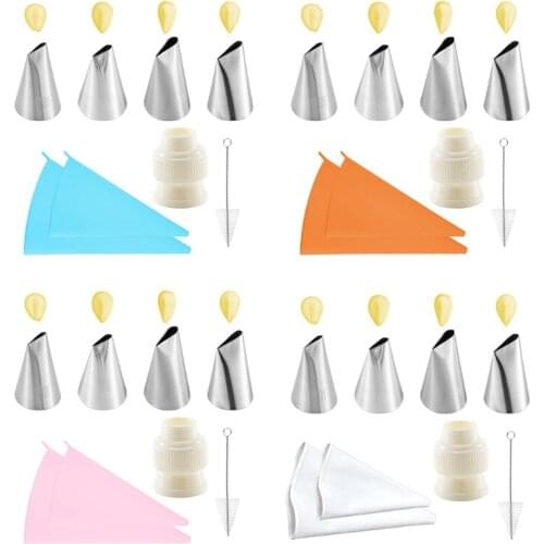 8pcs Cake Decorating Kits Waterdrop Cream Cupcakes Icing Tips Nozzles Pastry Bags Coupler Brush Baking Tool