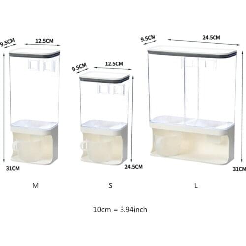 1/1.5/3L Wall Mounted Divided Rice Cereal Dispenser Kitchen Dry Food Container Storage Box