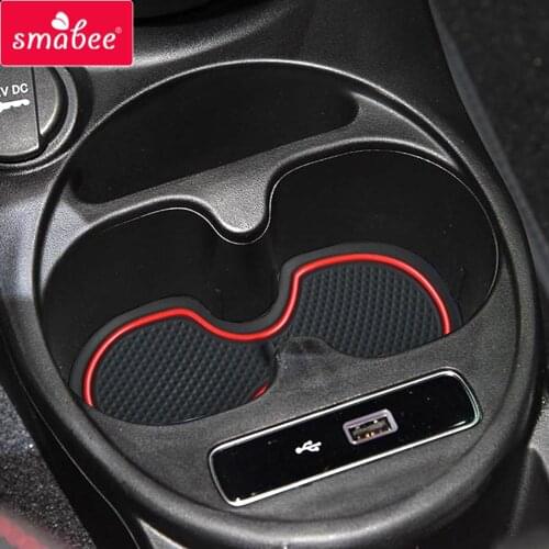 Smabee Non-Slip Gate Slot Cup Mat for Fiat 500 2016 - 2020 Turbo Interior Accessories Anti-Slip Pad Car Styling Sticker Mats