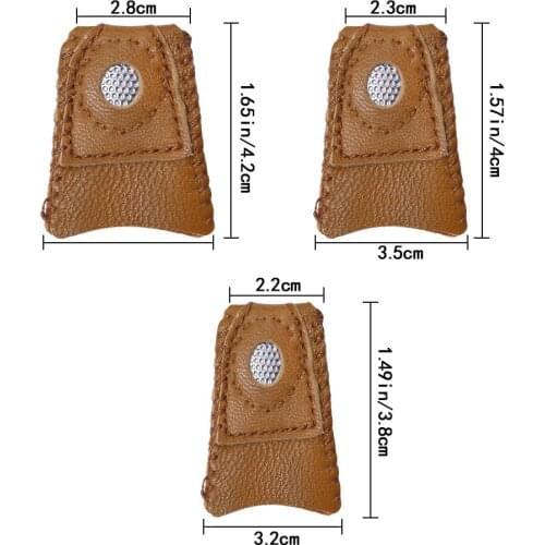 NEW Arrival Handmade Patchwork Faux Leather Thimble Finger Sets With Metal Tip DIY Sewing Tools Hand Needlework Accessory