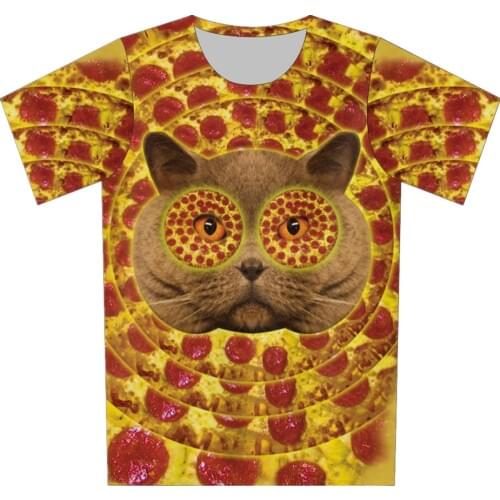 Children New 3D T-Shirt Blue Sky Animal Pizza Galaxy Lion Cat Print T Shirt Short Sleeve Two Side Print Girl Boy Casual Tee Tops
