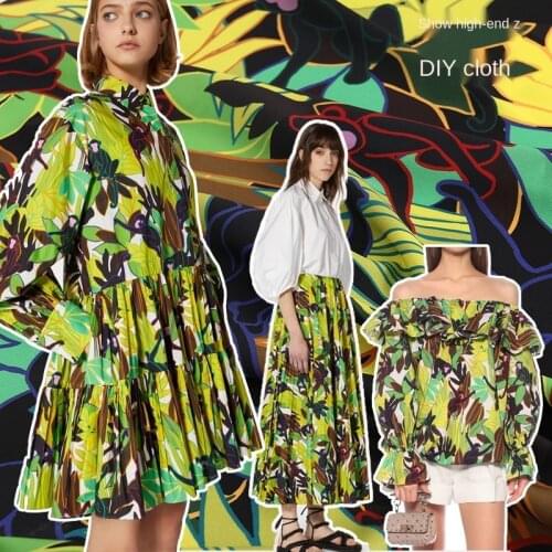 New European/American style V brand same fabric monkey green leaf digital printing manual DIY clothing sewing spring/summer