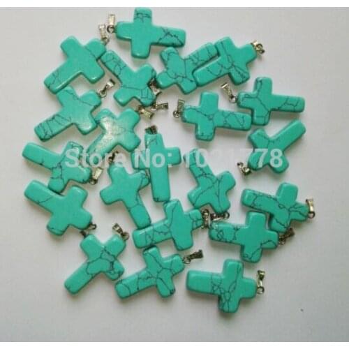 Wholesale 50pcs/lot fahsion Hot Sale Cross Charm Stone Pendants for necklaces Jewelry making free shipping