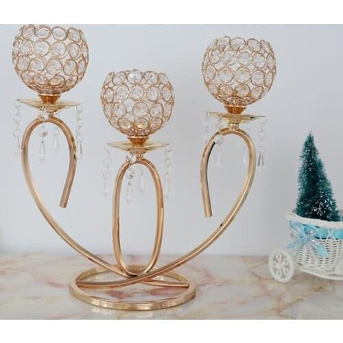 Romantic Ornate Crystal Candle Holder 3-Arm Noble Anniversary Centerpiece