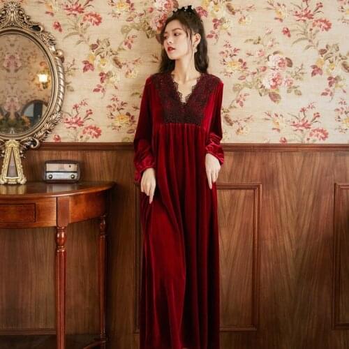 Roseheart Winter Women Fashion Red Blue Sexy Sleepwear Nightdress Nightwear Homewear Luxury Nightgown Female Pleuche Plus Size