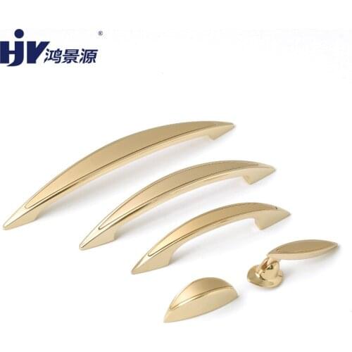 HJY Gold Cabinet Handle Modern Kitchen Cupboard Pull Zinc Alloy Handle Furniture Hardware Wardrobe Door Pendant Knob C21002