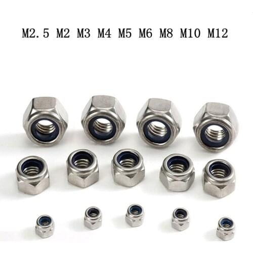 Stainless steel lock self-locking anti-loose nut M2.5 M2 M3 M4 M5 M6 M8 M10 M12-36