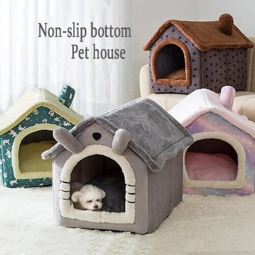 Removable Pet House Indoor puppy Tent Winter Warm Kennel Chihuahua Kitten Cave Cat Nest Teddy Cushion Sofa Bed Pet accessories