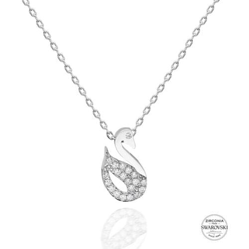 Silverlina Silver Swarovski Zirconia Cubic Zirconia Swan Necklace