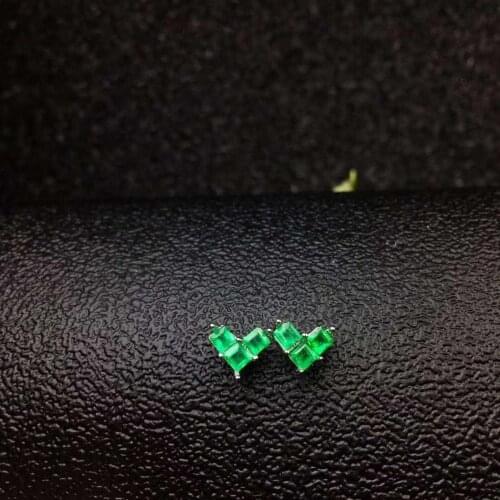 Love heart Natural Real Emerald Earring 925 Silver sterling Fine Charm Jewelry for Women Wedding Party Earring