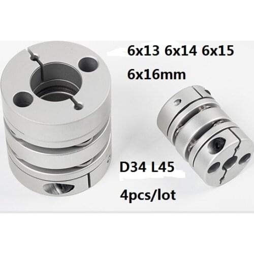6x13 6x14 6x15 6x16mm 6-16 Double diaphragm Disc coupling coupler screw rod servo motor encoder shaft coupling D34 L45