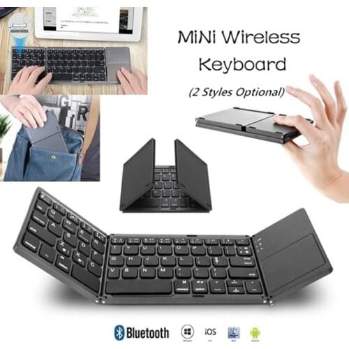 Portable Folding Bluetooth Mini Keyboard Foldable Wireless Klavye Touchpad Russian En Keypad for IOS/Android/Windows ipad Tablet