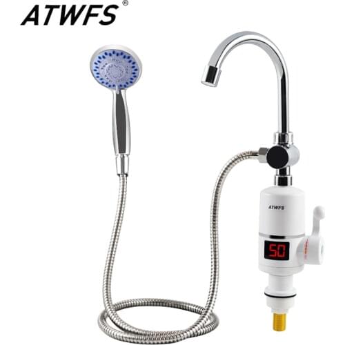ATWFS Electric Fast Instant Water Heater Tap Bathroom Heaters Instant Hot Water Shower Faucet Heating With Temperature Display