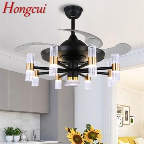 Hongcui Modern Ceiling Light With Fan Remote Control 220V 110V LED Fixtures Home Decorative For Living Room Bedroom Restaurant