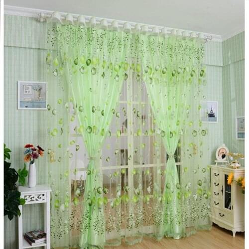Tulle Curtains with Tulips Printing Bedroom Screens for Living Room Balcony Decoration