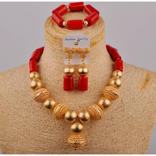 Red Coral Jewelry Set Original Coral Beads African Jewelry Set Nigerian Wedding Necklace Set Bridal Jewelry Sets