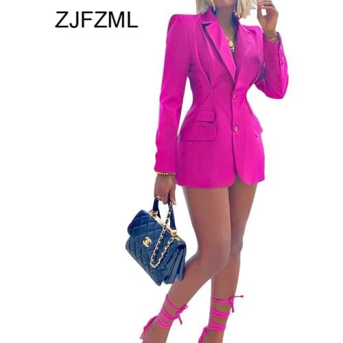 Green/rose Red Slim Fit High Waist Blazer Coar Spring Clothing for Women 2021 Fashion Notched Full Sleeve Buttons Pocket Coats