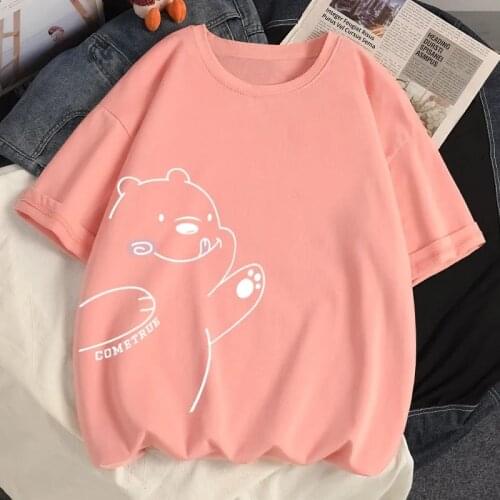 Anime Cute Bear Oversized T-shirt Harajuku Kawaii Casual T Shirt Tops Woman Clothes Summer Women Loose Short Sleeve T-shirts Y2k