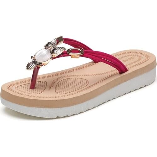 2021 New Arrival Summer Flip Flops Flat Sandals Women Flat Flip Flops Sandals and Slippers Owl Lazy Drag Beach Shoes Sandals Hot