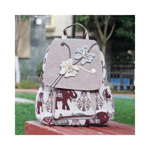 Nice National string appliques women shopping hasp backpacks!New Bohemian animal prints casual backrack Top-sale lady backruck