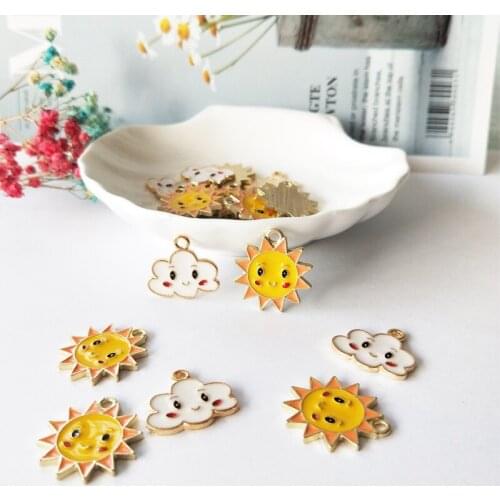 10pcs/Bag Lovely Sun Shape Enamel Charms Necklace Making Alloy Pendant For Bracelets Jewelry Accessories DIY Craft