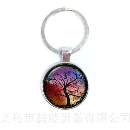15 Style Tree of Life Time Gem Glass Cabochon Keychains Accessories For Men Women Children Pendant Jewelry Gift