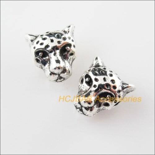16Pcs Tibetan Silver Color Animal Lion Head Charms Spacer Beads 9x10mm