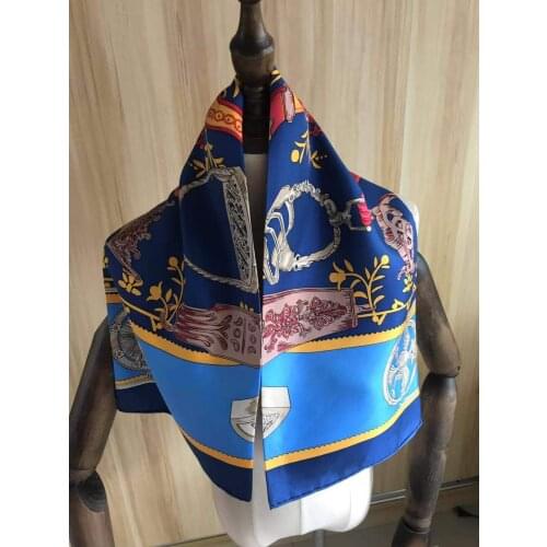 2021 new arrival fashion elegant brand head scarf 100% silk scarf 90*90 cm square shawl twill wrap for women lady girl