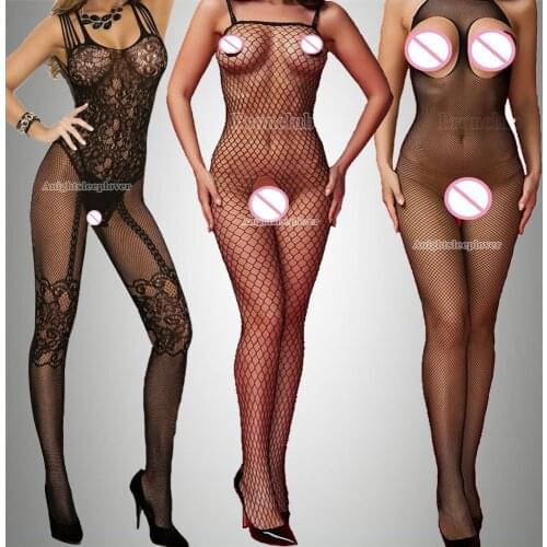 3 Pics Sexi Lingerie Bodysuit Underwear Porn Bodystocking Sexy Fishnet Women Erotic Hot babydoll Costumes Open Crotch Plus Size