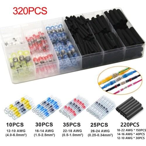 320Pcs Assortment Butt Wire Connectors Solder Sleeve Splice Terminal Waterproof Drop Shipping